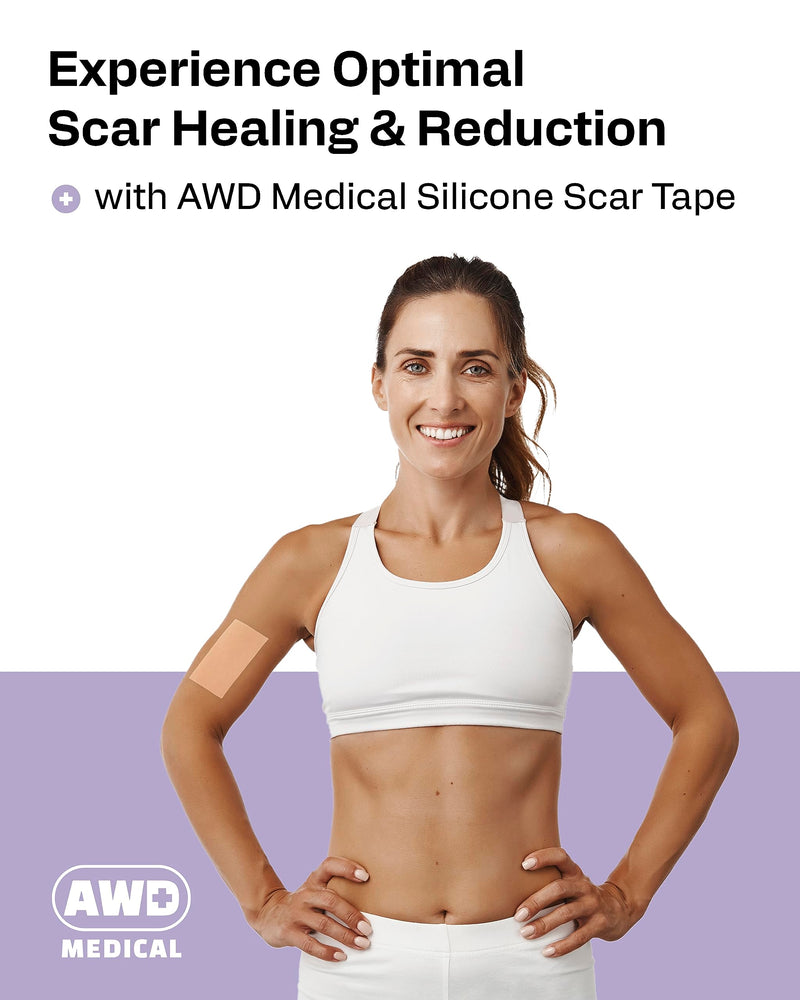 AWD Silicone Scar Tape Roll 60in – Medical-Grade Scar Tape for Surgical Scars, C-Section, Tummy Tuck, Reusable Scar Sheets