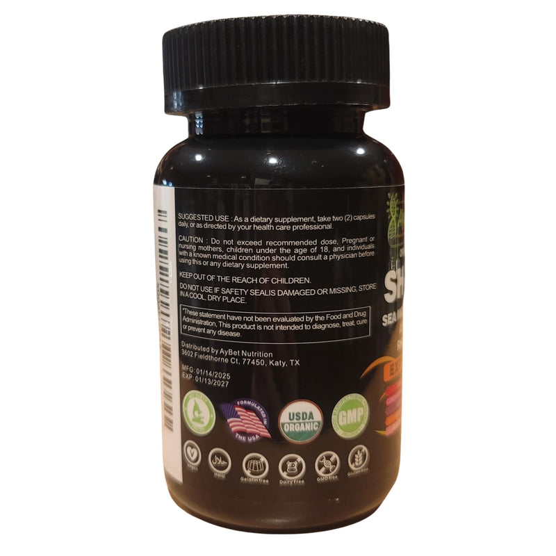 AyBet Shilajit – Organic Himalayan Shilajit Capsules with Sea Moss (120 Caps)