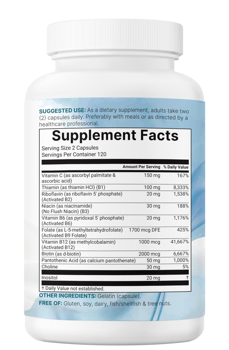 Micro Ingredients Pure Methylated B Complex – 240 Capsules | 11-in-1 B Vitamins with Methylfolate & Methylcobalamin | Non-GMO