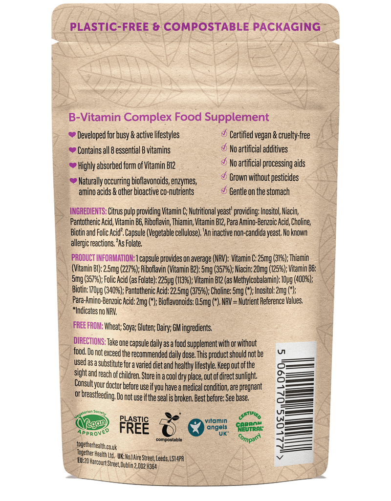B Complex Vitamin – Vegan Supplement – 30 Capsules