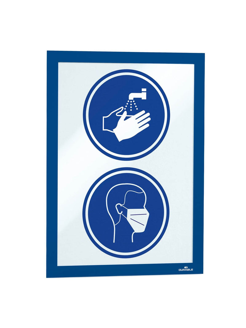 Durable DURAFRAME Self Adhesive Magnetic Signage Frame | 10 Pack | A4 Blue