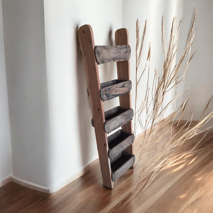 120CM RECLAIMED WOODEN WALL 5 BRICK  RACK