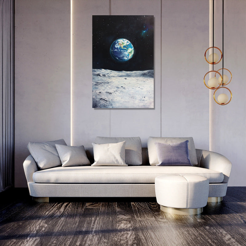 Earthrise Over Moon Canvas