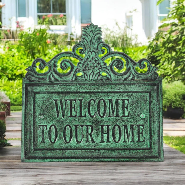 25CM ALUMINIUM GREEN WELCOME SIGN