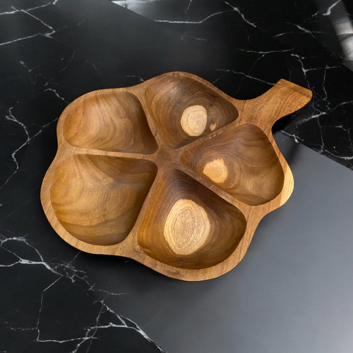 30CM TEAK ROOT 3 CLOVER BOWL