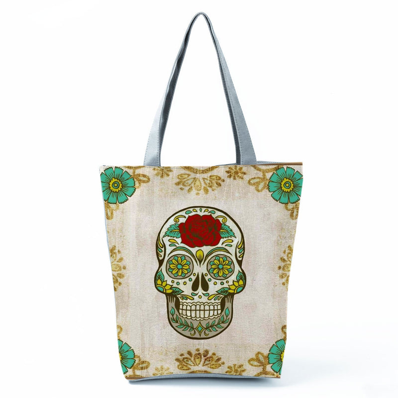 Portable Large Capacity Skull Printed Handbag