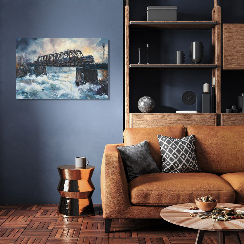 Train Over River Canvas
