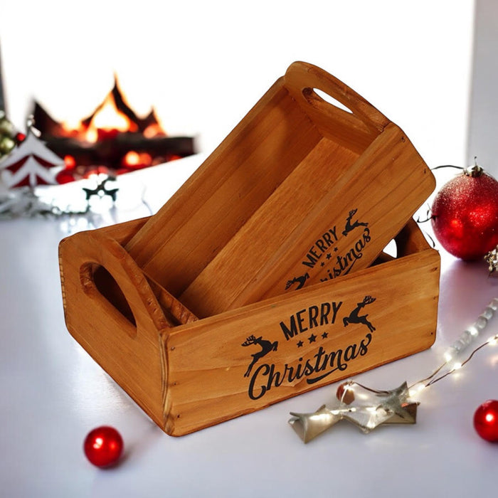 SET 2 WOODEN FLOWER PLANTERS