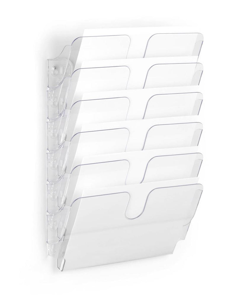 Durable FLEXIPLUS 6 Wall Mounted Literature Tray | A4 Landscape Holder | Clear