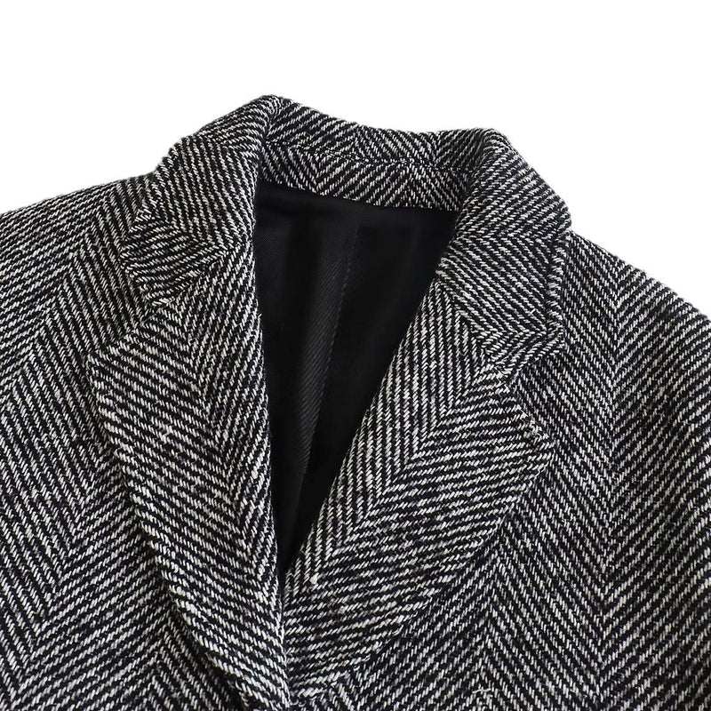 Medium Length Serrated Twill Overcoat Women's Clothes