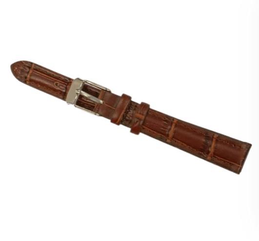 Classic Brown Padded Crocodile Leather Watch Straps size 12mm