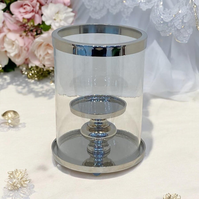 22CM NICKEL PLATED HURRICANE CANDLE HOLDER