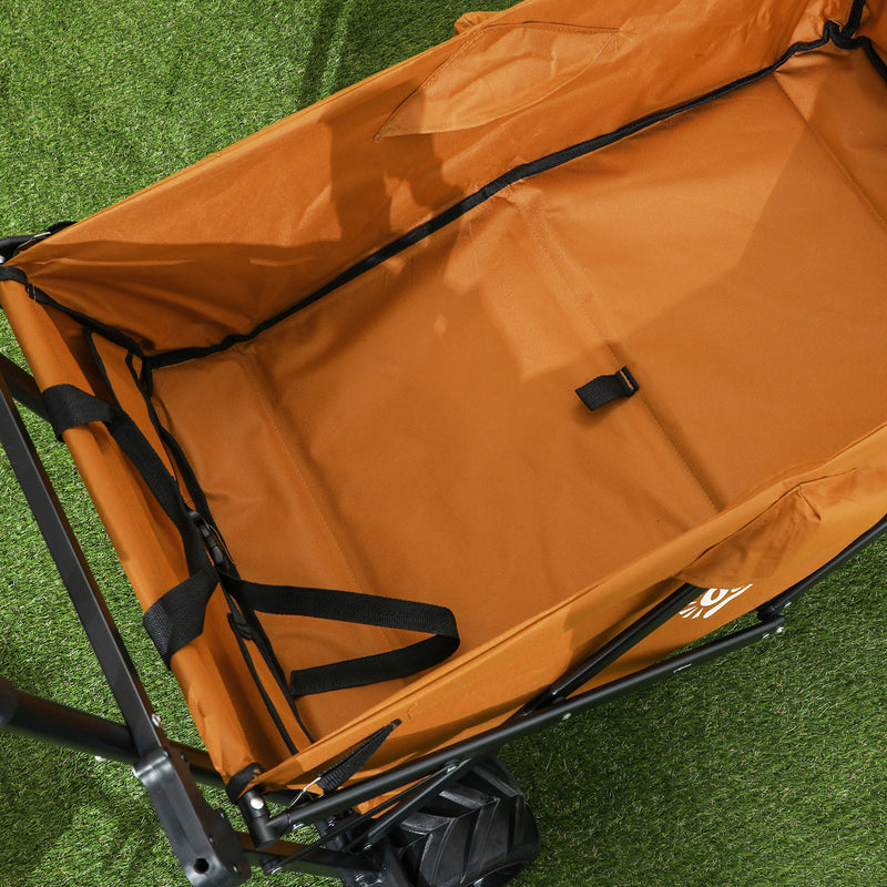 Outsunny Outdoor Push Pull Wagon Stroller Cart w/ Canopy Top Orange