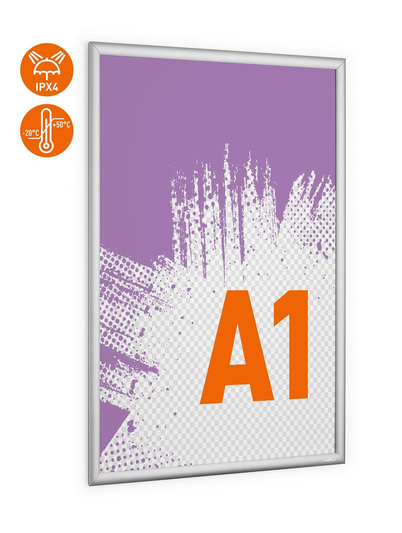Durable Outdoor Snap Frame Weatherproof Poster Holder Notice Board | A1 Silver