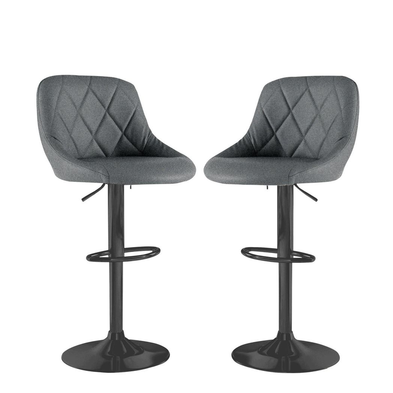 Neo Set of Two Dark Grey Fabric Bar Stools