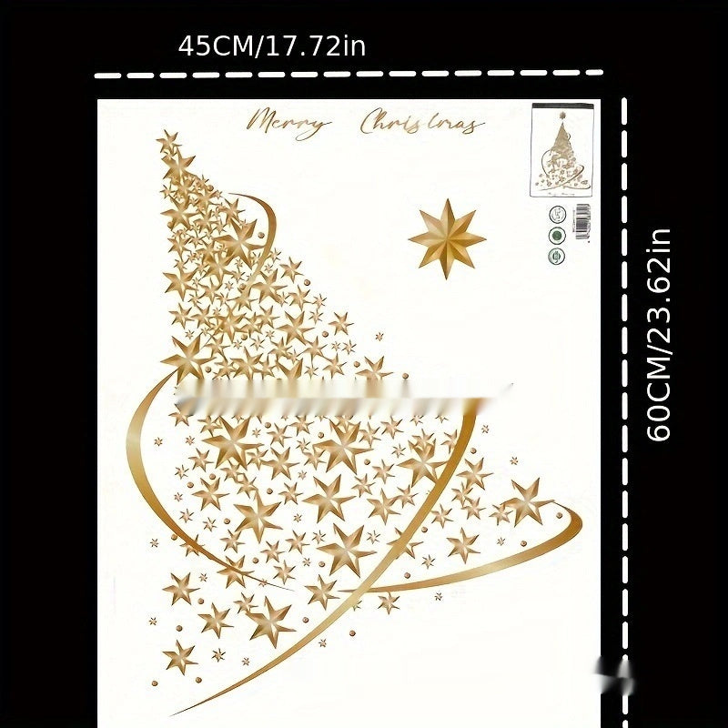 Golden Snowflake Christmas Tree Stickers