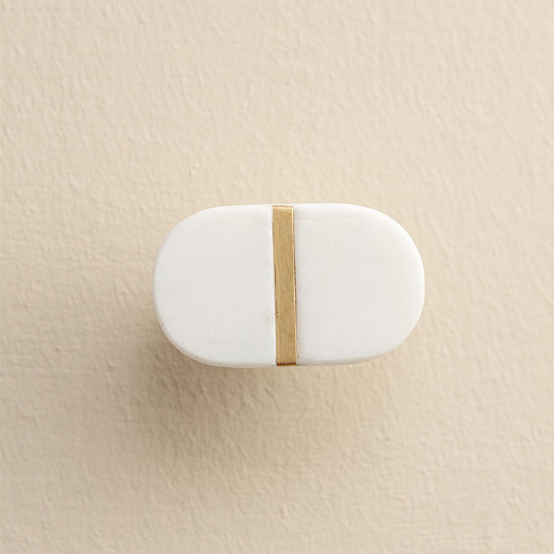 Roja White Stone Brass Drawer Knobs
