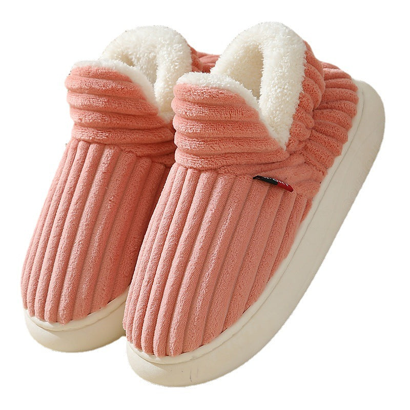 Plush Home Slippers Fur Lined Cosy Striped Slipper Shoes Winter Womens Mens
