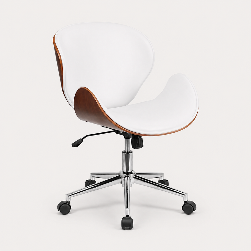 Otis Walnut White Swivel Office Chair