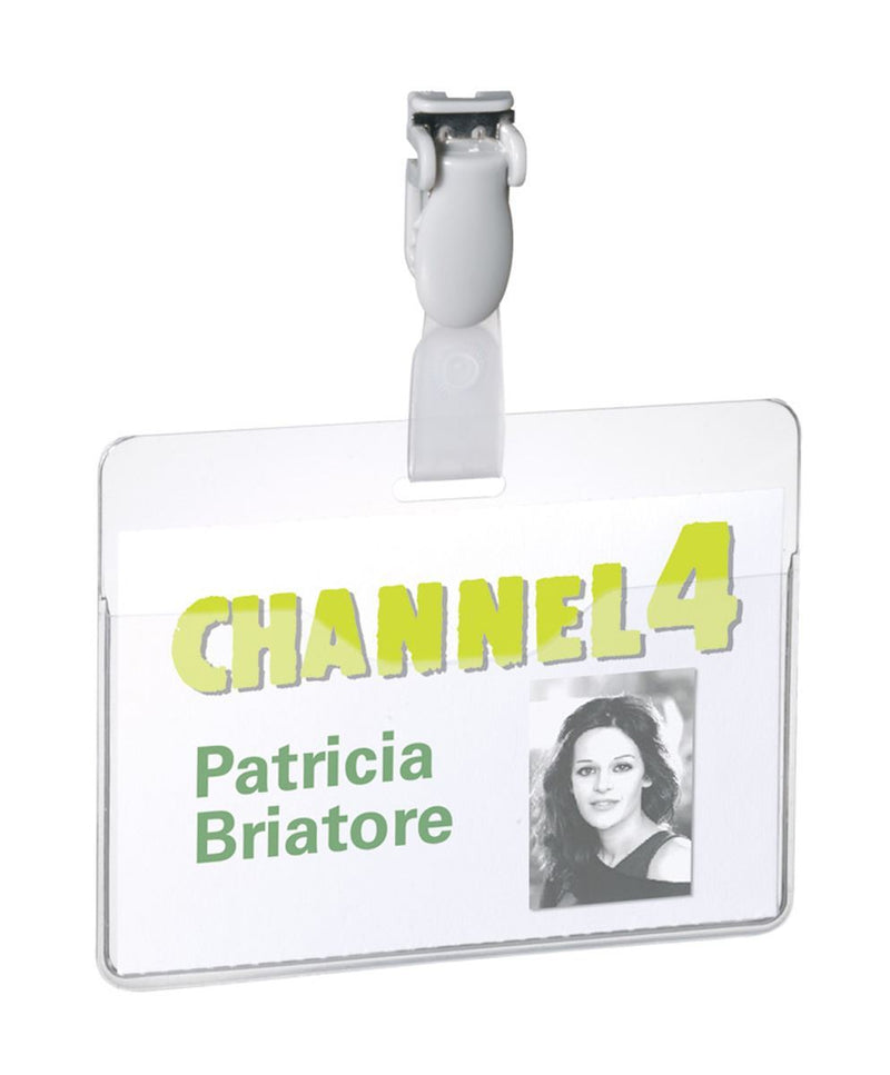 Durable Conference Clip Name Tag ID Badge Holders + Cards | 25 Pack | 60 x 90mm