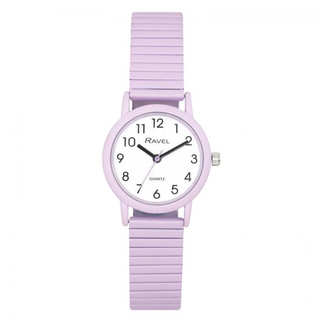 Ravel Unisex Mid Size Coloured Expander Bracelet Watch Pastel Lilac