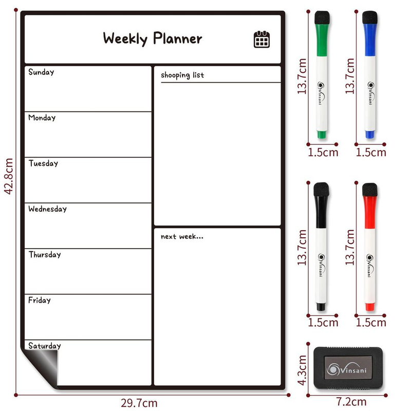 Vinsani Weekly Planner 4 Markers & Eraser 0000146