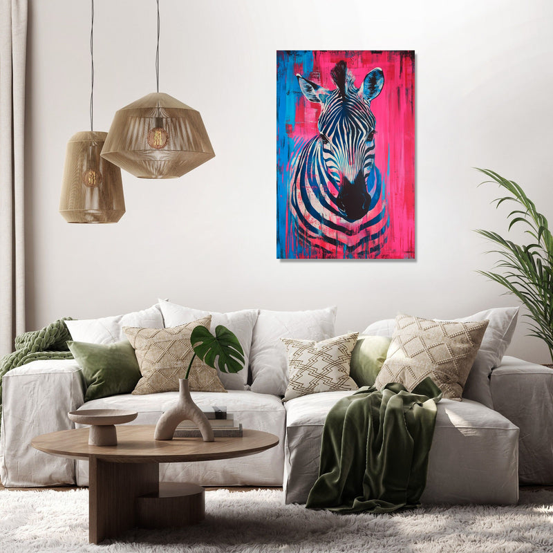 Vibrant Zebra Dance Canvas