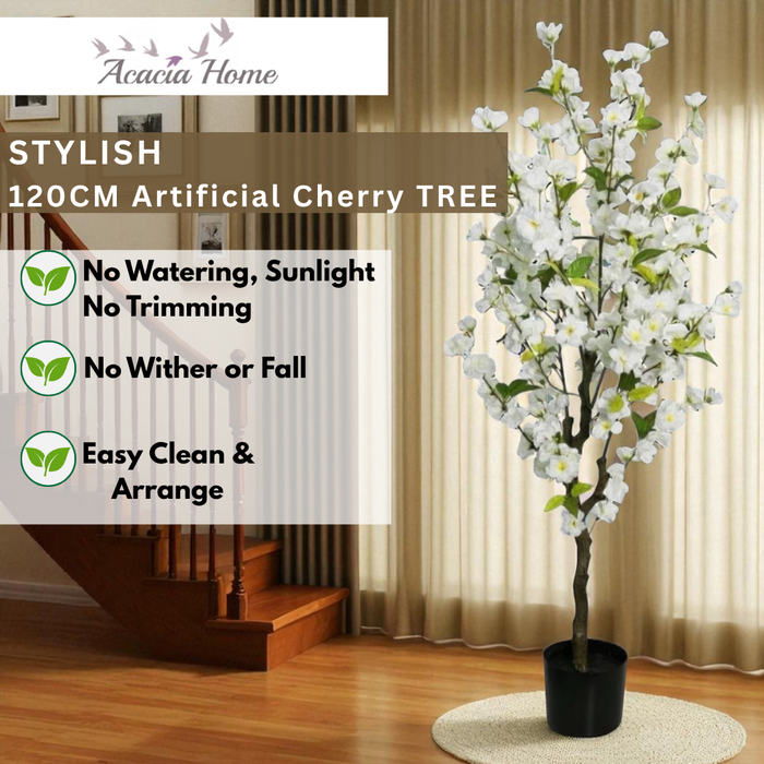 120CM ARTIFICIAL CHERRY TREE (WHITE)