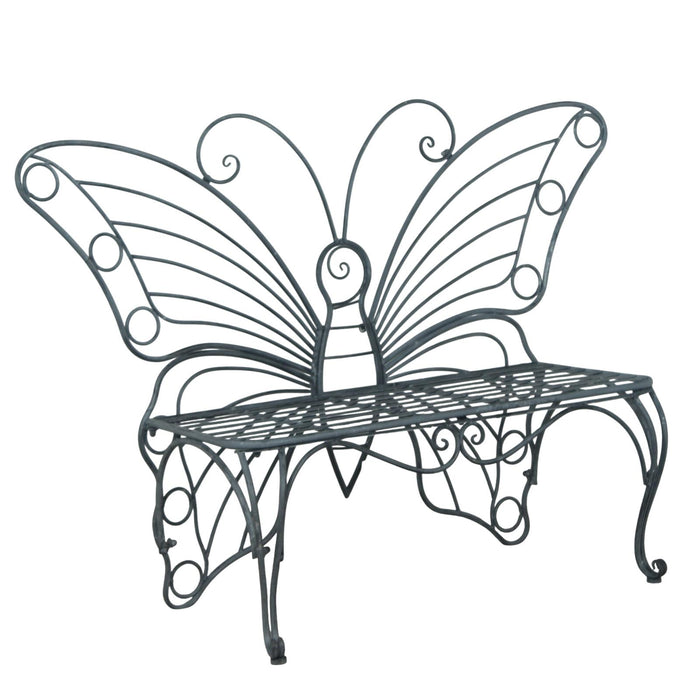 WHITE BUTTERFLY METAL BENCH