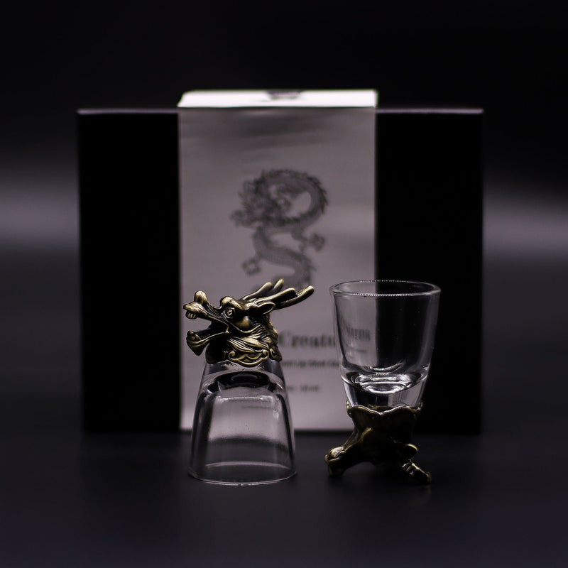 Gift Set of 6 Shot Glasses (50ml) - Mystical Creatures - Antique Bronze