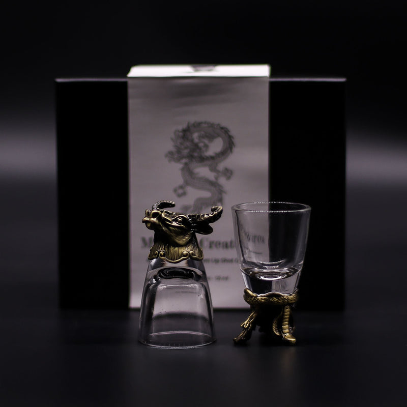 Gift Set of 6 Shot Glasses (50ml) - Mystical Creatures - Antique Bronze