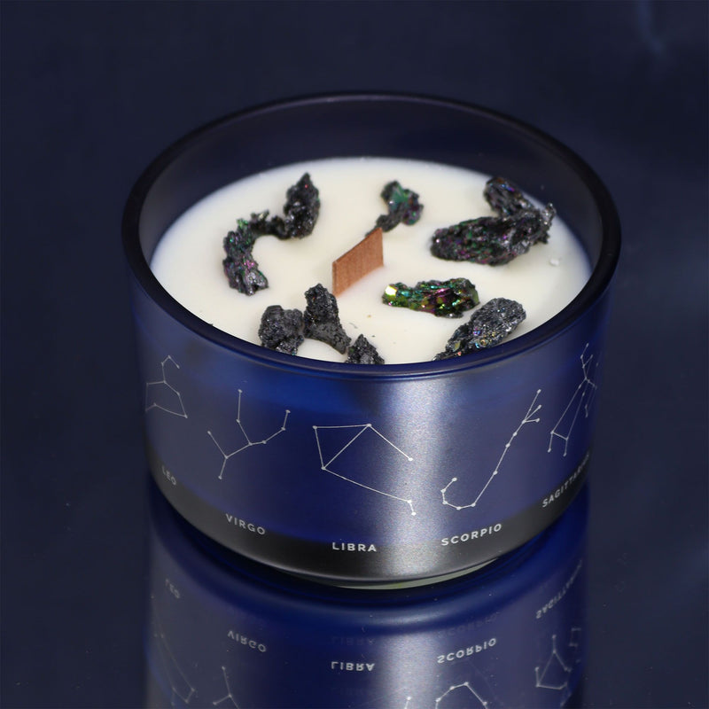 Leo Zodiac Crystal Candle with Gemstone Bracelet