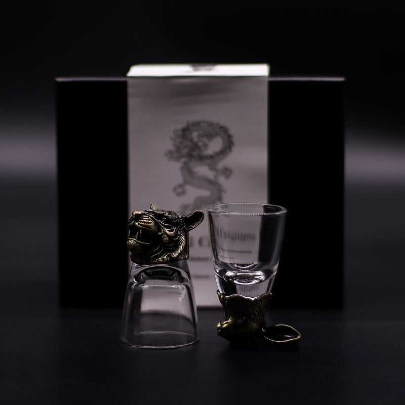 Gift Set of 6 Shot Glasses (50ml) - Mystical Creatures - Antique Bronze