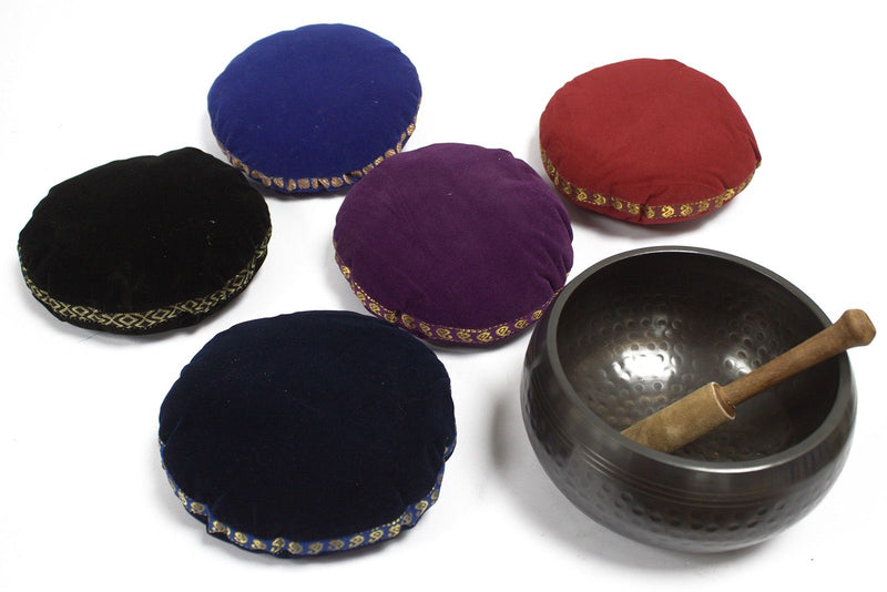 Singing Bowl Velvet Cushion Black