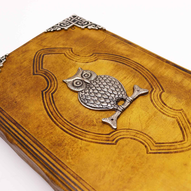 Heafty Coffee Tan Journal with Zinc Owl