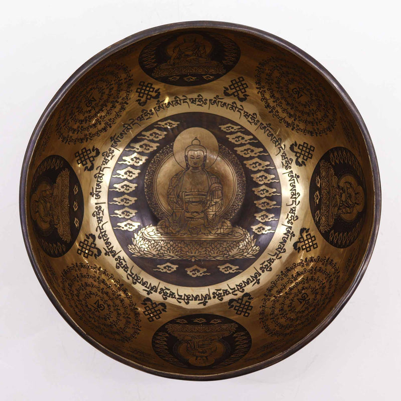 Tibetan Engraved Singing Bowl 5 Buddhas