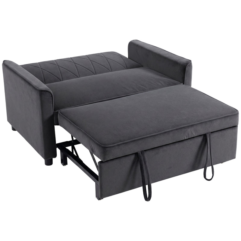 HOMCOM 2 Seater Sofa Bed, 3-in-1 Convertible Pull Out Sleeper Sofa with Click-Clack Adjustable Backrest, Dark Grey