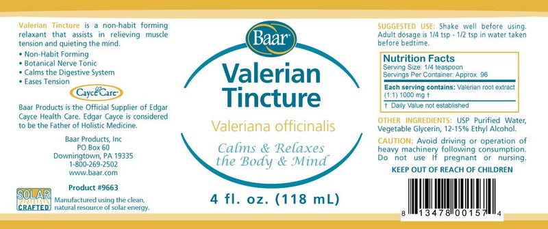 Baar Valerian Tincture – 4 oz (Pack of 2) – Natural Relaxant