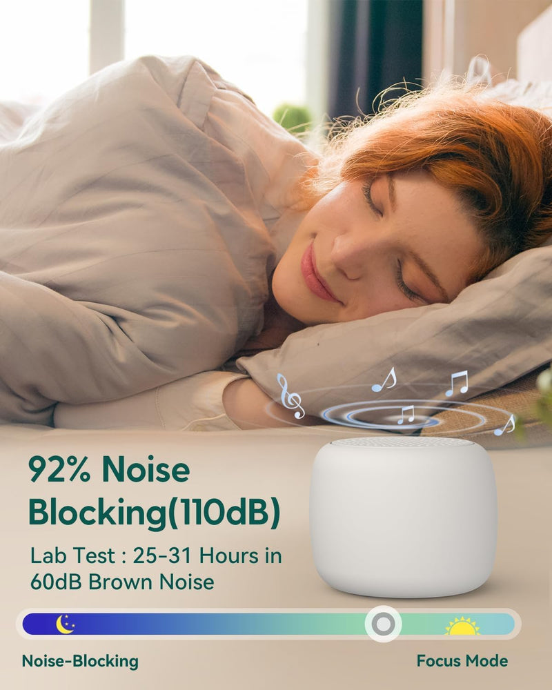 Babelio Portable White Noise Machine + Grey Travel Case | Pocket-Sized Sleep & Focus for All Ages