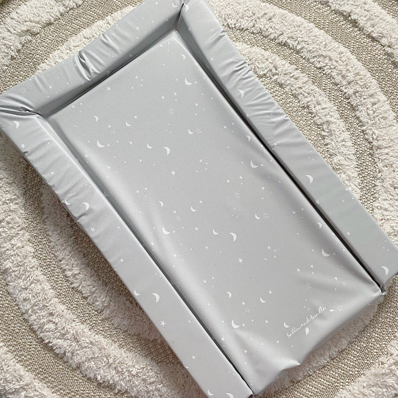 Standard Changing Mat - Grey-green moon and stars Print