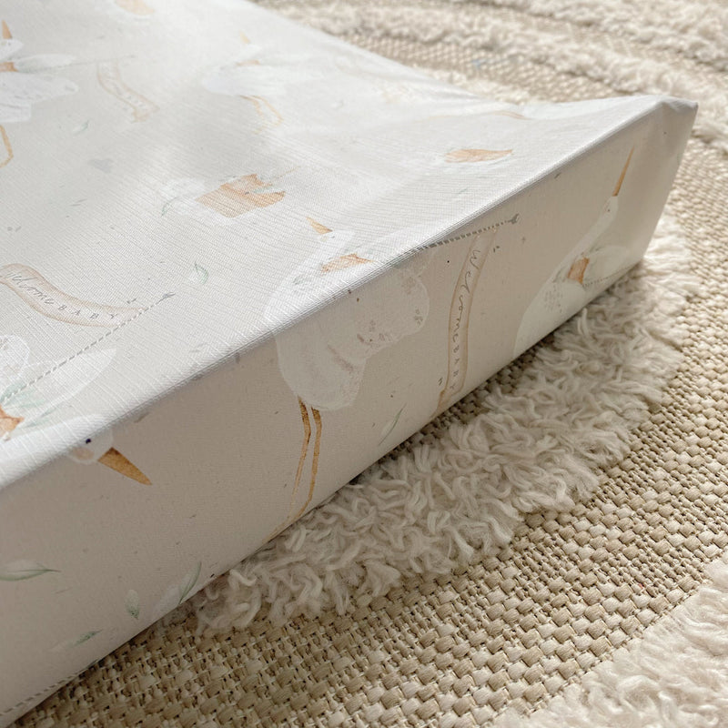 Anti-Roll Wedge Baby Changing Mat - Welcome Baby Print