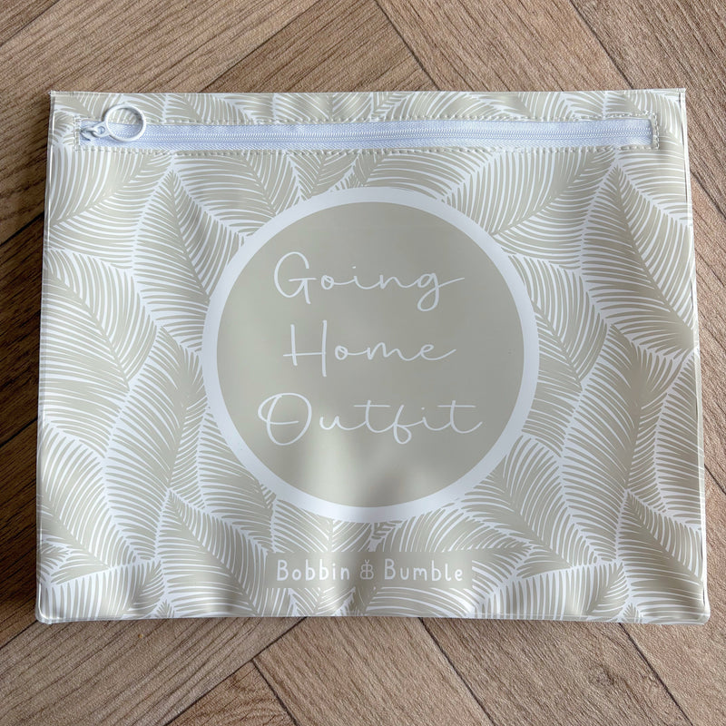 Hospital Bag Organiser Pouches - Unisex Beige Leaf Print