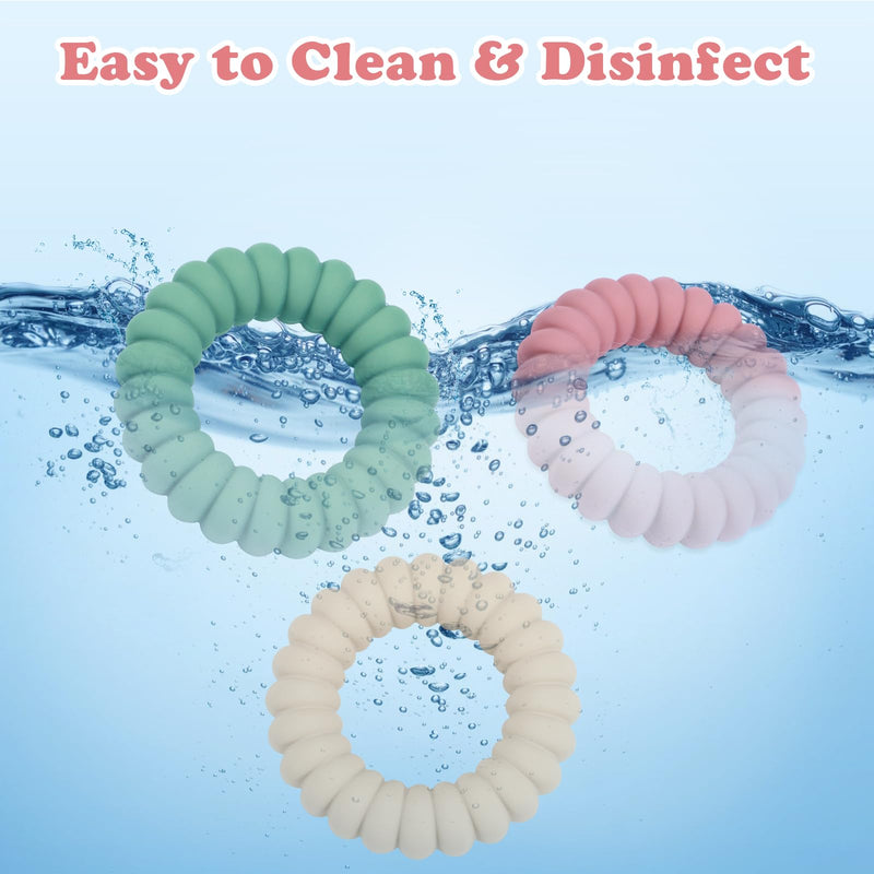 Baby Teether Toys - Silicone Teether Rings with Rattle (3 Pack)