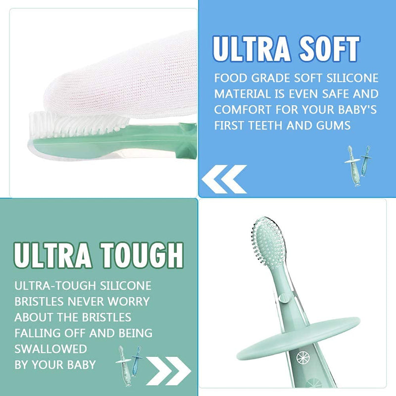 Baby Toothbrush with Suction Base - 2 Pack | Soft Silicone