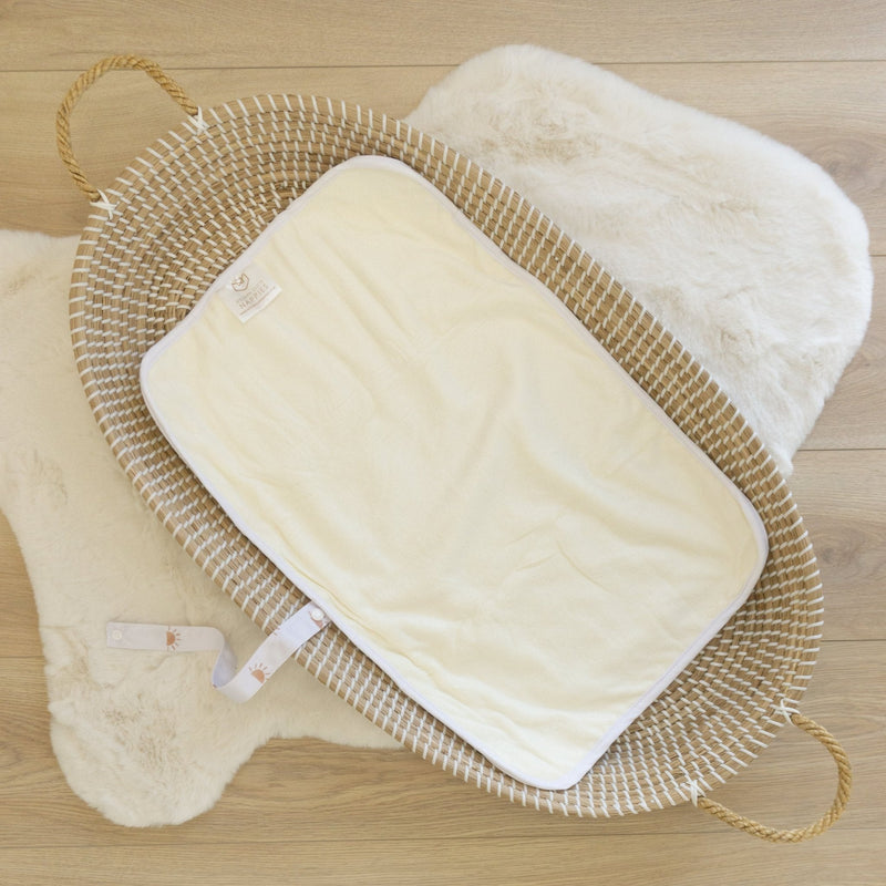 Baby Travel Changing Mats - Sunnies White with Camel