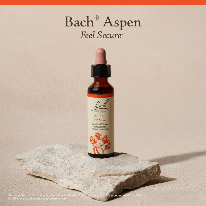 Bach Aspen Flower Remedy – Feel Secure | 20mL Dropper – Vegan, Gluten Free