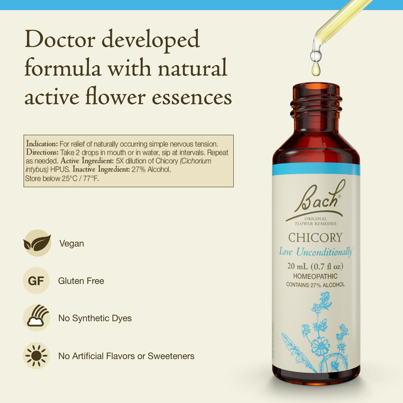 Bach Chicory – Love Unconditionally (20mL) – Original Flower Remedy (Vegan, GF, Sugar-Free)