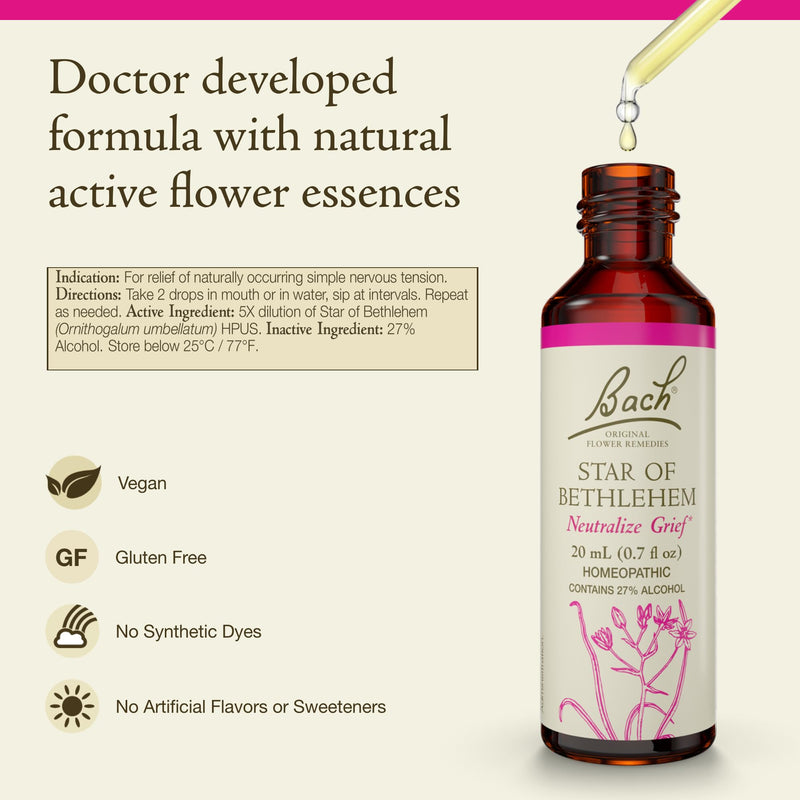 Star of Bethlehem Bach Flower Remedy 20mL – Emotional Balance (Vegan, Gluten Free)