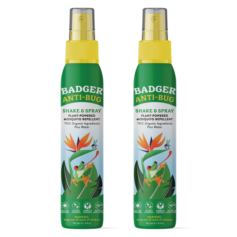 Badger Bug Spray | All-Natural Family-Friendly Mosquito Repellent with Organic Essential Oils | 4 fl oz (2-Pack)