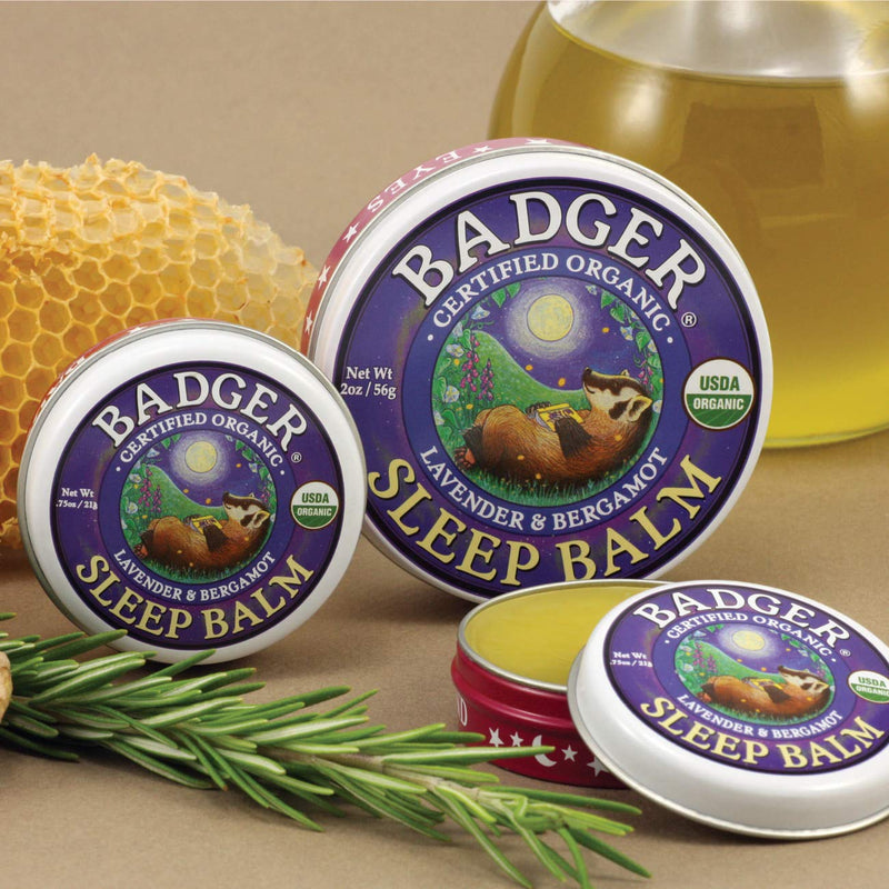 Badger Sleep Balm – Organic Lavender & Bergamot Aromatherapy for Adults & Kids | .75 oz Tin, 2-Pack